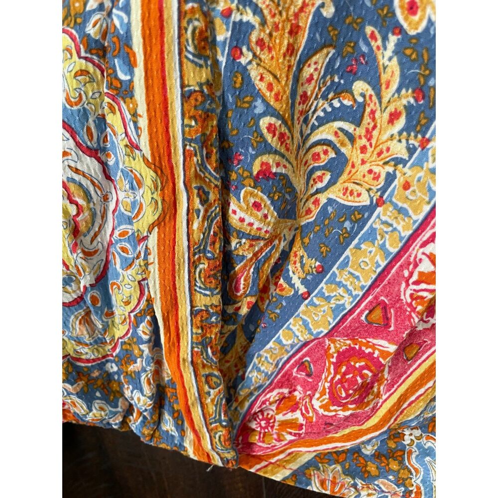 Rachel Zoe Paisley Patchwork Print Cropped Button Front Shirt Size S - Picture 3 of 4